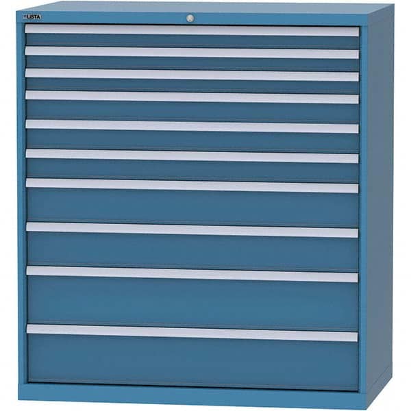 LISTA - 10 Drawer, 159 Compartment Bright Blue Steel Modular Storage Cabinet - USA Tool & Supply