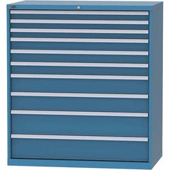LISTA - 10 Drawer, 159 Compartment Bright Blue Steel Modular Storage Cabinet - USA Tool & Supply
