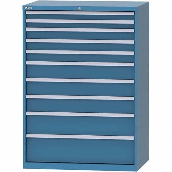 LISTA - 10 Drawer, 99 Compartment Bright Blue Steel Modular Storage Cabinet - USA Tool & Supply