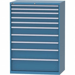 LISTA - 10 Drawer, 99 Compartment Bright Blue Steel Modular Storage Cabinet - USA Tool & Supply