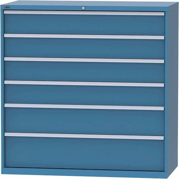 LISTA - 6 Drawer, 84 Compartment Bright Blue Steel Modular Storage Cabinet - USA Tool & Supply