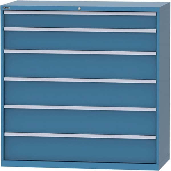 LISTA - 6 Drawer, 84 Compartment Bright Blue Steel Modular Storage Cabinet - USA Tool & Supply