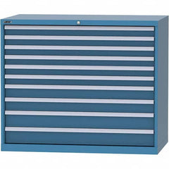LISTA - 10 Drawer, 99 Compartment Bright Blue Steel Modular Storage Cabinet - USA Tool & Supply