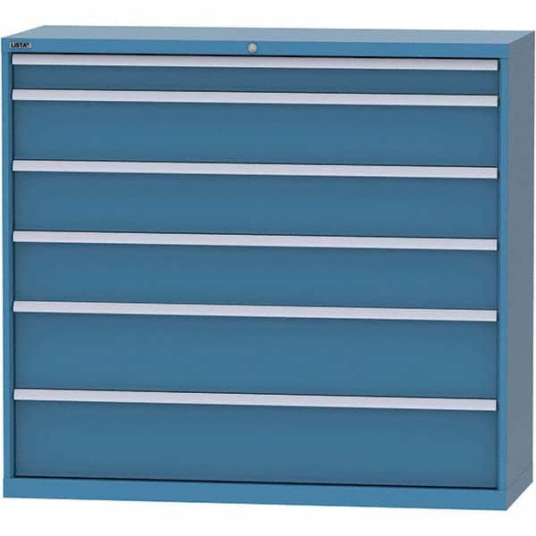 LISTA - 6 Drawer, 84 Compartment Bright Blue Steel Modular Storage Cabinet - USA Tool & Supply