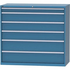 LISTA - 6 Drawer, 84 Compartment Bright Blue Steel Modular Storage Cabinet - USA Tool & Supply