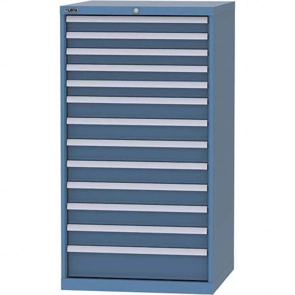 LISTA - 13 Drawer, 45 Compartment Bright Blue Steel Modular Storage Cabinet - USA Tool & Supply