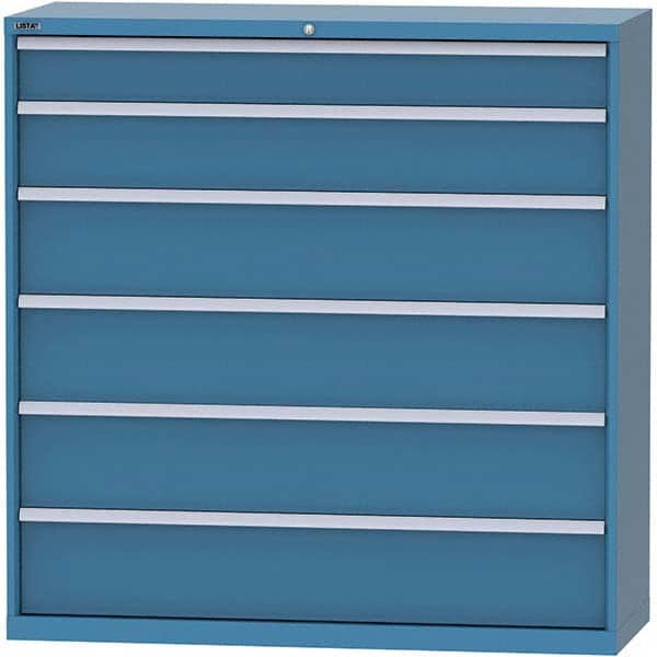 LISTA - 6 Drawer, 84 Compartment Bright Blue Steel Modular Storage Cabinet - USA Tool & Supply