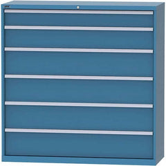 LISTA - 6 Drawer, 84 Compartment Bright Blue Steel Modular Storage Cabinet - USA Tool & Supply