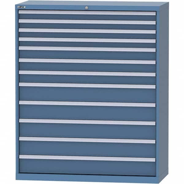 LISTA - 12 Drawer, 99 Compartment Bright Blue Steel Modular Storage Cabinet - USA Tool & Supply