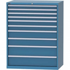 LISTA - 10 Drawer, 99 Compartment Bright Blue Steel Modular Storage Cabinet - USA Tool & Supply