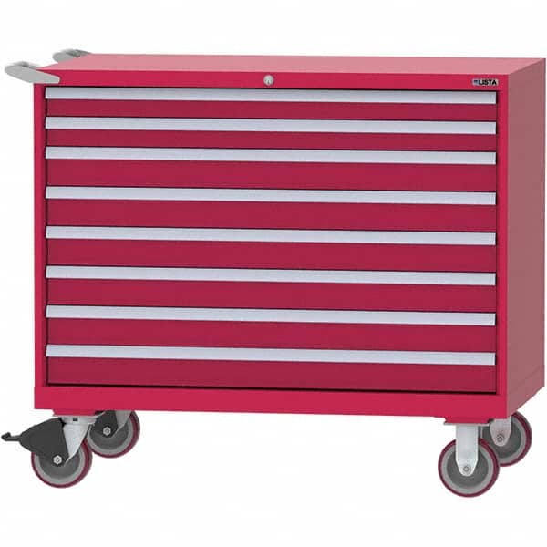 LISTA - 8 Drawer, 99 Compartment Red Steel Modular Storage Cabinet - USA Tool & Supply