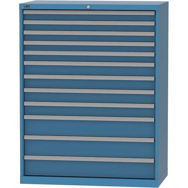 LISTA - 12 Drawer, 84 Compartment Bright Blue Steel Modular Storage Cabinet - USA Tool & Supply