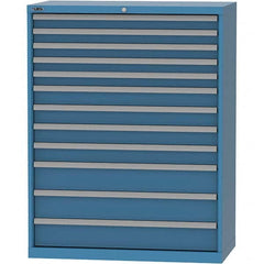 LISTA - 12 Drawer, 84 Compartment Bright Blue Steel Modular Storage Cabinet - USA Tool & Supply