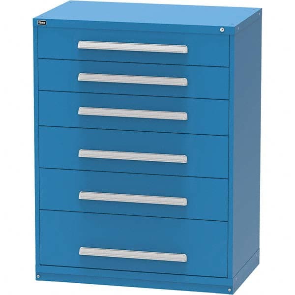 Vidmar - 6 Drawer, 45 Compartment Bright Blue Steel Modular Storage Cabinet - USA Tool & Supply