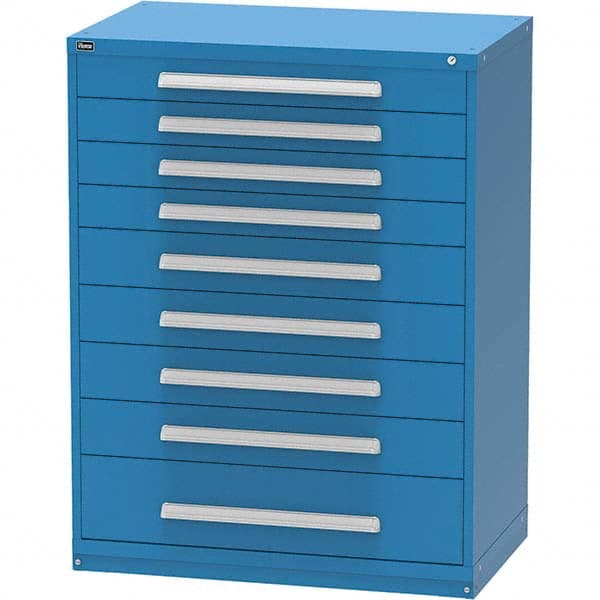Vidmar - 9 Drawer, 45 Compartment Bright Blue Steel Modular Storage Cabinet - USA Tool & Supply