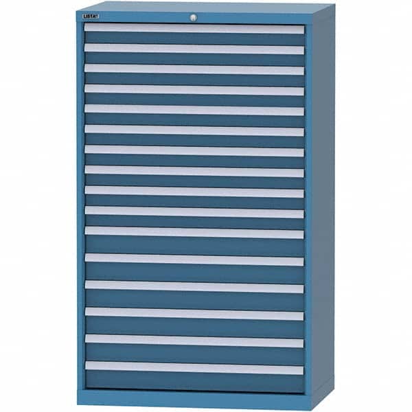 LISTA - 16 Drawer, 84 Compartment Bright Blue Steel Modular Storage Cabinet - USA Tool & Supply