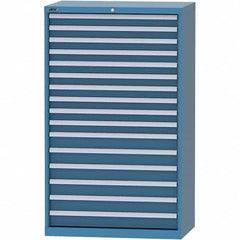 LISTA - 16 Drawer, 84 Compartment Bright Blue Steel Modular Storage Cabinet - USA Tool & Supply