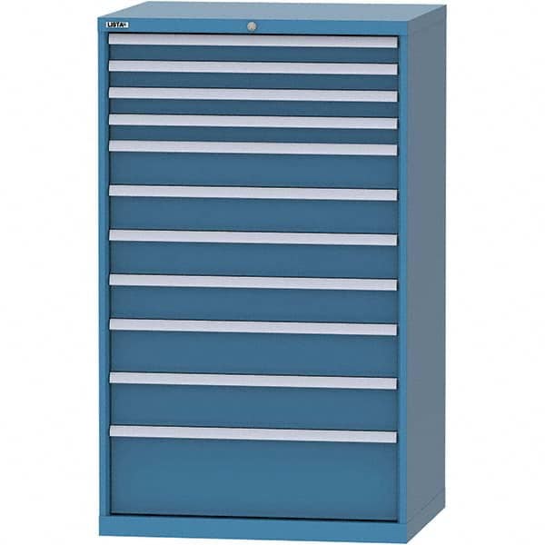 LISTA - 11 Drawer, 84 Compartment Bright Blue Steel Modular Storage Cabinet - USA Tool & Supply