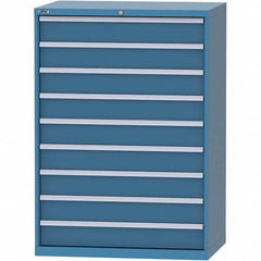 LISTA - 9 Drawer, 99 Compartment Bright Blue Steel Modular Storage Cabinet - USA Tool & Supply