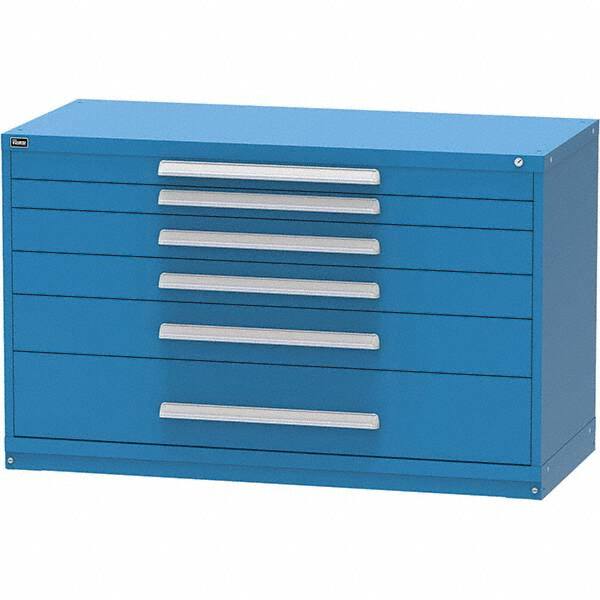 Vidmar - 6 Drawer, 45 Compartment Bright Blue Steel Modular Storage Cabinet - USA Tool & Supply