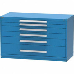 Vidmar - 6 Drawer, 45 Compartment Bright Blue Steel Modular Storage Cabinet - USA Tool & Supply