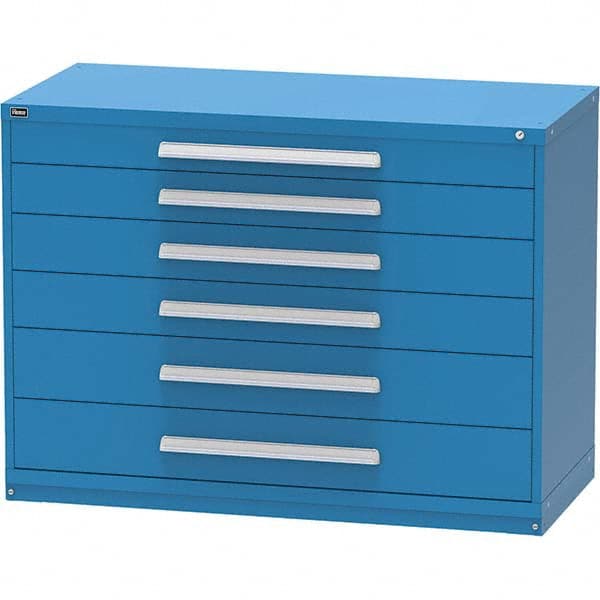 Vidmar - 6 Drawer, 45 Compartment Bright Blue Steel Modular Storage Cabinet - USA Tool & Supply