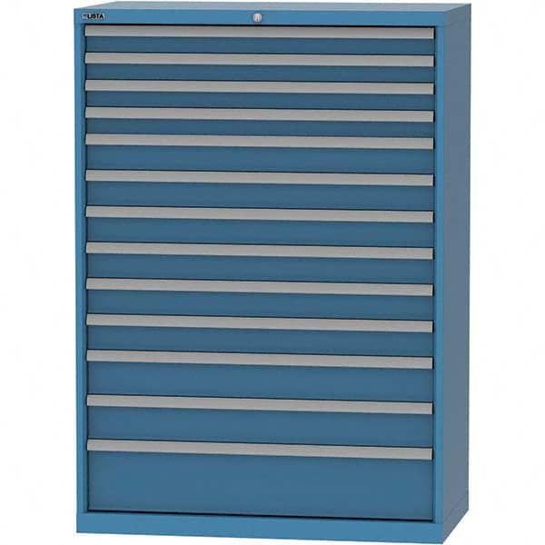 LISTA - 13 Drawer, 84 Compartment Bright Blue Steel Modular Storage Cabinet - USA Tool & Supply
