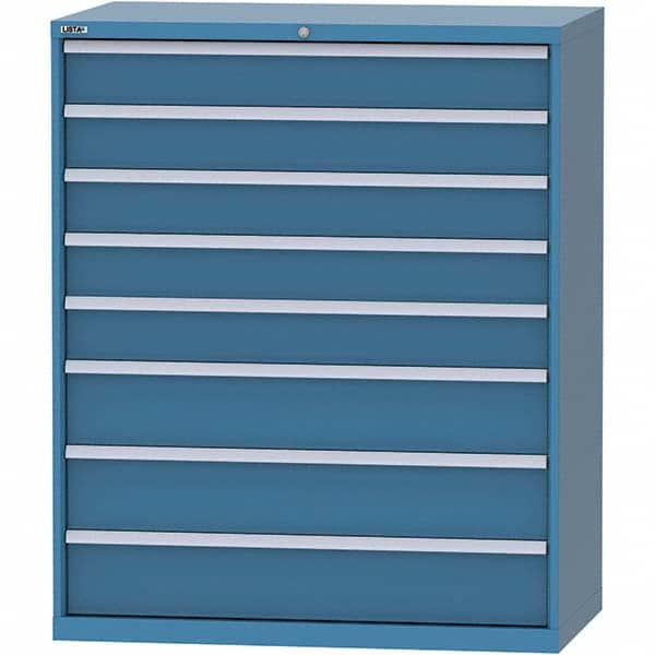 LISTA - 8 Drawer, 159 Compartment Bright Blue Steel Modular Storage Cabinet - USA Tool & Supply