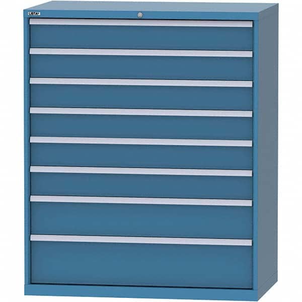 LISTA - 8 Drawer, 159 Compartment Bright Blue Steel Modular Storage Cabinet - USA Tool & Supply