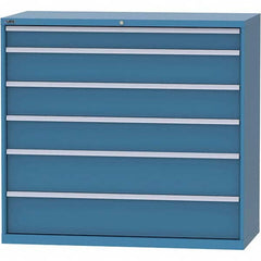 LISTA - 6 Drawer, 84 Compartment Bright Blue Steel Modular Storage Cabinet - USA Tool & Supply