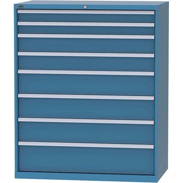 LISTA - 8 Drawer, 159 Compartment Bright Blue Steel Modular Storage Cabinet - USA Tool & Supply
