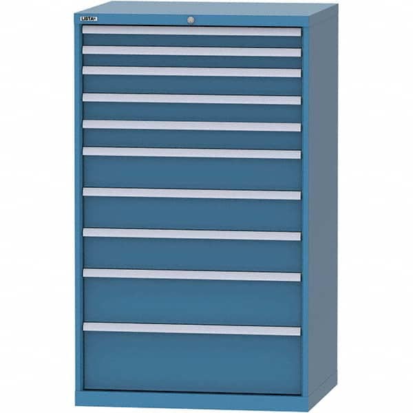 LISTA - 10 Drawer, 84 Compartment Bright Blue Steel Modular Storage Cabinet - USA Tool & Supply