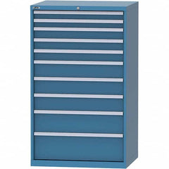 LISTA - 10 Drawer, 84 Compartment Bright Blue Steel Modular Storage Cabinet - USA Tool & Supply
