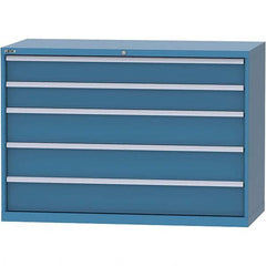 LISTA - 5 Drawer, 84 Compartment Bright Blue Steel Modular Storage Cabinet - USA Tool & Supply