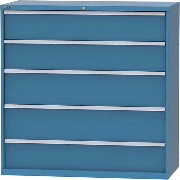 LISTA - 5 Drawer, 84 Compartment Bright Blue Steel Modular Storage Cabinet - USA Tool & Supply