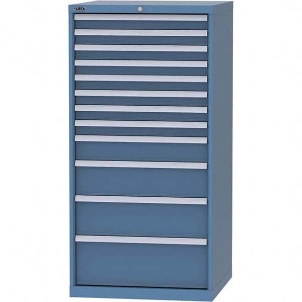 LISTA - 12 Drawer, 124 Compartment Bright Blue Steel Modular Storage Cabinet - USA Tool & Supply