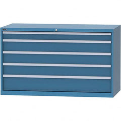 LISTA - 5 Drawer, 84 Compartment Bright Blue Steel Modular Storage Cabinet - USA Tool & Supply
