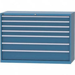 LISTA - 7 Drawer, 84 Compartment Bright Blue Steel Modular Storage Cabinet - USA Tool & Supply