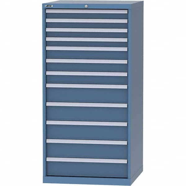 LISTA - 12 Drawer, 124 Compartment Bright Blue Steel Modular Storage Cabinet - USA Tool & Supply