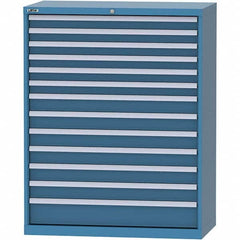 LISTA - 13 Drawer, 84 Compartment Bright Blue Steel Modular Storage Cabinet - USA Tool & Supply