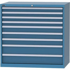 LISTA - 9 Drawer, 99 Compartment Bright Blue Steel Modular Storage Cabinet - USA Tool & Supply