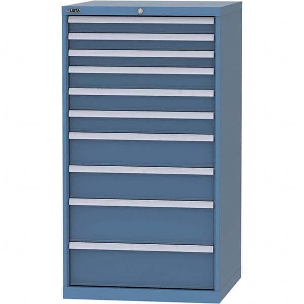 LISTA - 10 Drawer, 45 Compartment Bright Blue Steel Modular Storage Cabinet - USA Tool & Supply