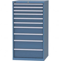 LISTA - 10 Drawer, 45 Compartment Bright Blue Steel Modular Storage Cabinet - USA Tool & Supply