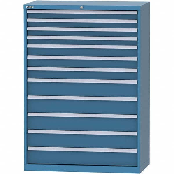 LISTA - 12 Drawer, 84 Compartment Bright Blue Steel Modular Storage Cabinet - USA Tool & Supply
