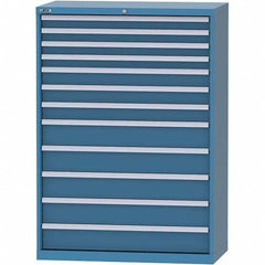 LISTA - 12 Drawer, 84 Compartment Bright Blue Steel Modular Storage Cabinet - USA Tool & Supply
