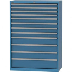 LISTA - 12 Drawer, 84 Compartment Bright Blue Steel Modular Storage Cabinet - USA Tool & Supply