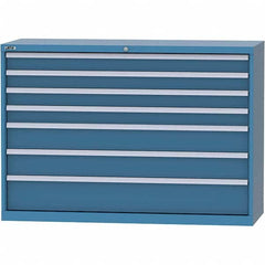 LISTA - 7 Drawer, 84 Compartment Bright Blue Steel Modular Storage Cabinet - USA Tool & Supply