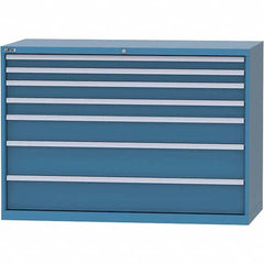 LISTA - 7 Drawer, 84 Compartment Bright Blue Steel Modular Storage Cabinet - USA Tool & Supply
