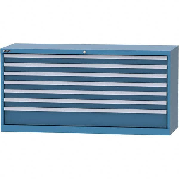 LISTA - 7 Drawer, 84 Compartment Bright Blue Steel Modular Storage Cabinet - USA Tool & Supply