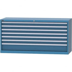 LISTA - 7 Drawer, 84 Compartment Bright Blue Steel Modular Storage Cabinet - USA Tool & Supply